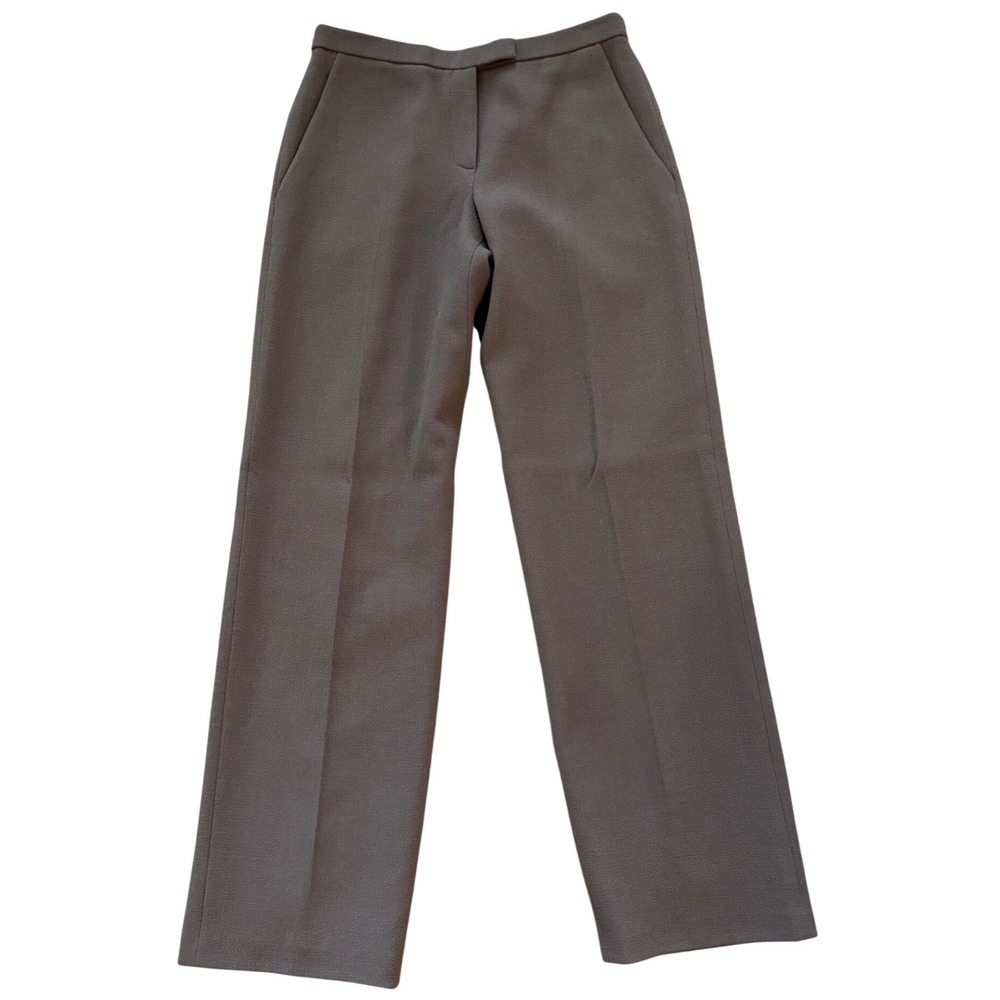 Ralph Rucci Brown 100% Wool Straight Leg Trousers Dress Pants Made in USA Size 6